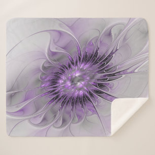 Lavender Flower Dream Modern Abstract Fractal Art Sherpa Blanket
