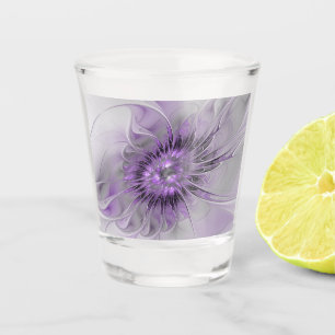 Lavender Flower Dream Modern Abstract Fractal Art Shot Glass