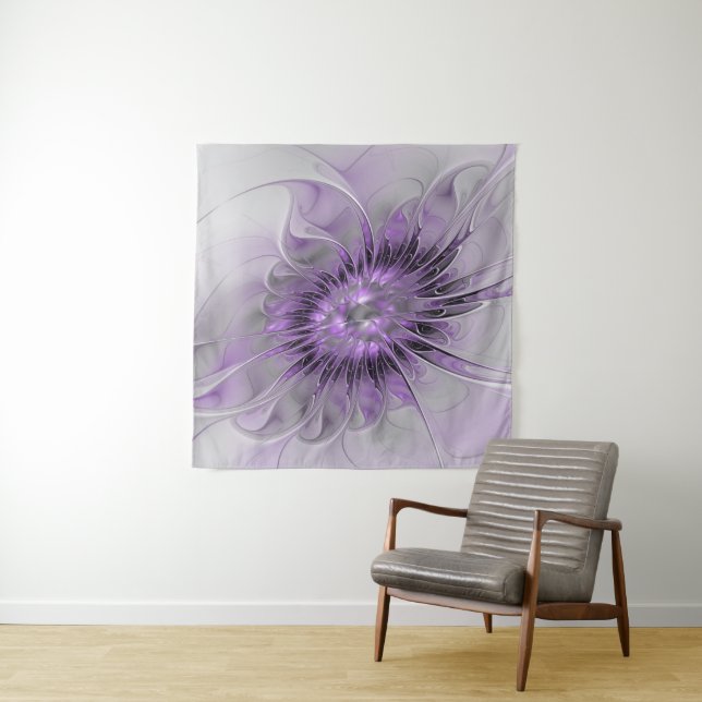 Lavender Flower Dream Modern Abstract Fractal Art Tapestry (In Situ)
