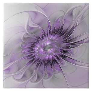 Lavender Flower Dream Modern Abstract Fractal Art Tile