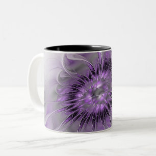 Lavender Flower Dream Modern Abstract Fractal Art Two-Tone Coffee Mug