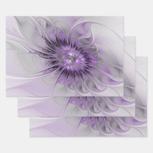 Lavender Flower Dream Modern Abstract Fractal Art Wrapping Paper Sheet