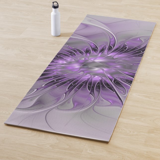 Lavender Flower Dream Modern Abstract Fractal Art Yoga Mat (In Situ)