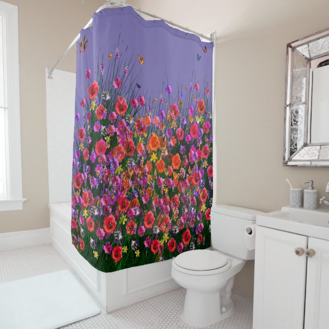 Lavender Flower Gardens Shower Curtain (In Situ)