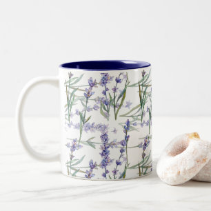 Lavender Flower Plant Watercolor Art Blue Lilac Two-Tone Coffee Mug