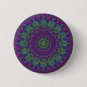 Lavender Flower Purple Abstract Mandala Button