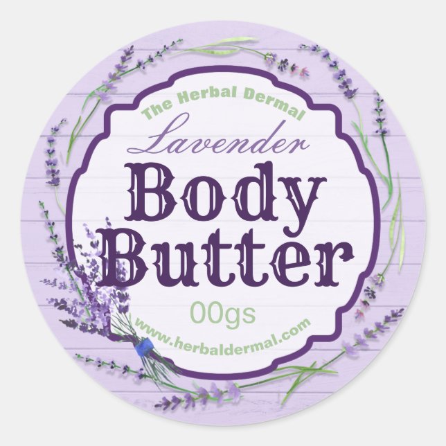 Lavender Flower Purple Body Butter Labels (Front)