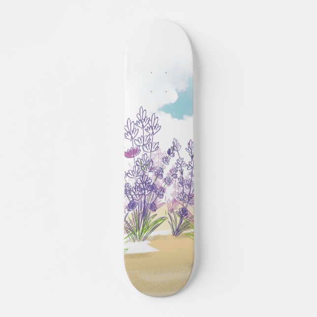 Lavender flower skateboard (Front)