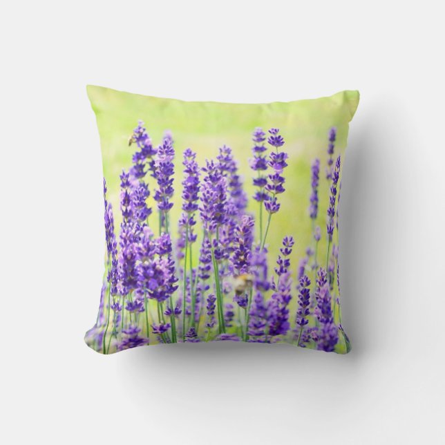 Lavender Flower Throw Pillow (Front)
