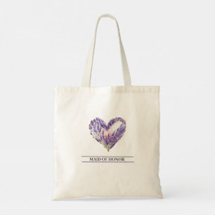 Lavender Flower Wedding Heart Tote Bag