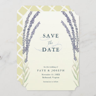 Lavender Flower Yellow Save the Date Card