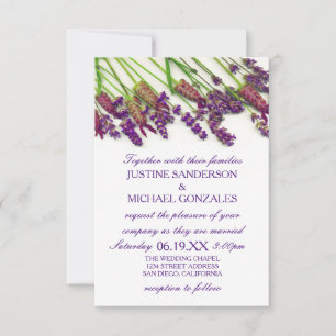 Lavender Flowers - 3X5 Wedding Invitation
