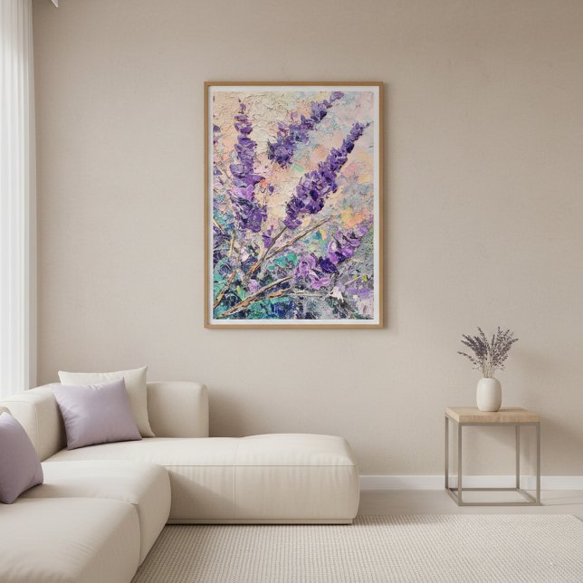 Lavender Flowers Abstract Oil Painting Wall Art (Creator Uploaded)