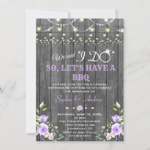 Lavender Flowers Barn Wood After I DO BBQ Invitation