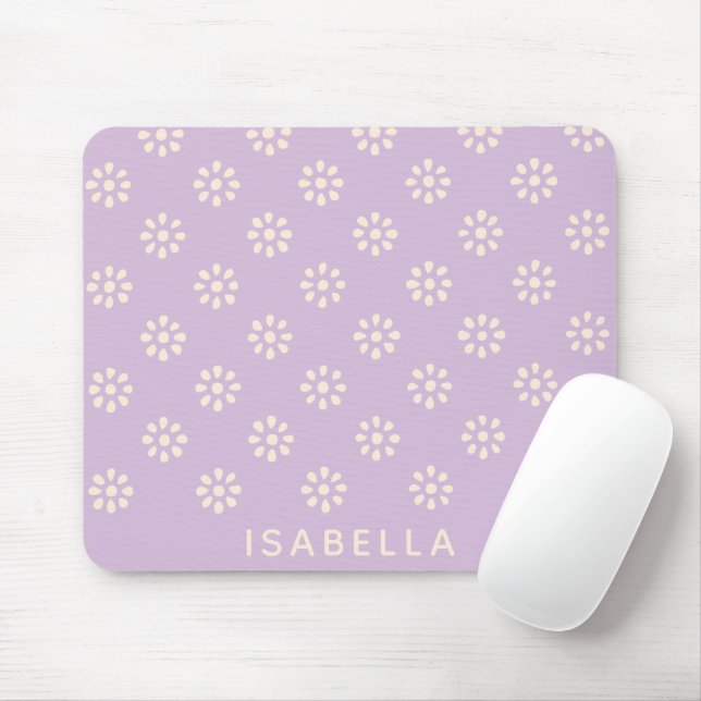 Lavender Flowers Boho Pattern Personalised Mouse Mat (With Mouse)