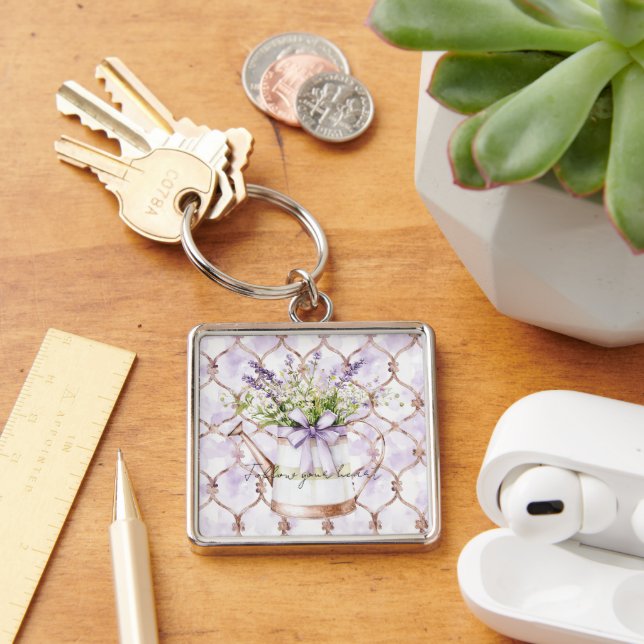 Lavender Flowers Bow   Key Ring (Desk)