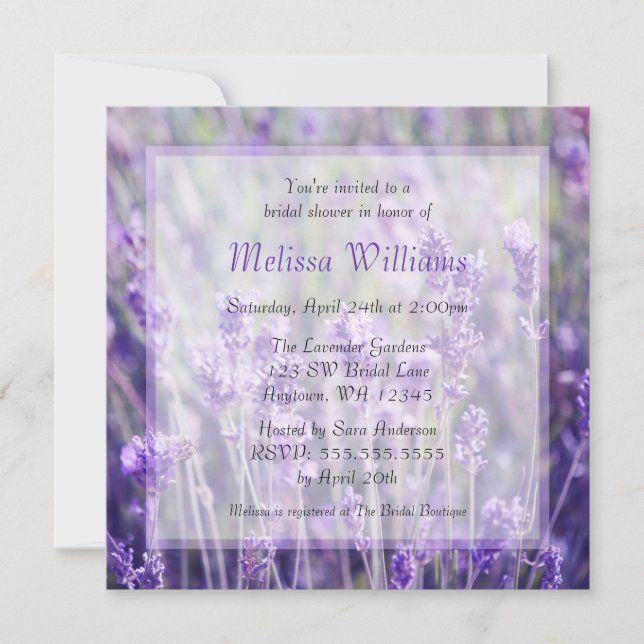 Lavender Flowers Bridal Shower Invitation (Front)