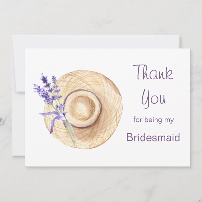 Lavender Flowers Bridesmaid Thank You (Front)