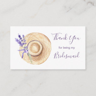 Lavender Flowers Bridesmaid Thank You Enclosure Ca Card