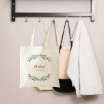 Lavender flowers bridesmaid tote bag<br><div class="desc">Transparent background. Decorated with lavender flowers and eucalyptus greenery.  Personalise and add your bridemaide's name.
Back: no design</div>