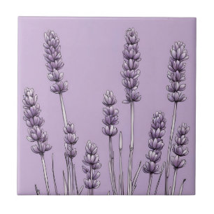 Lavender Flowers Ceramic Tile