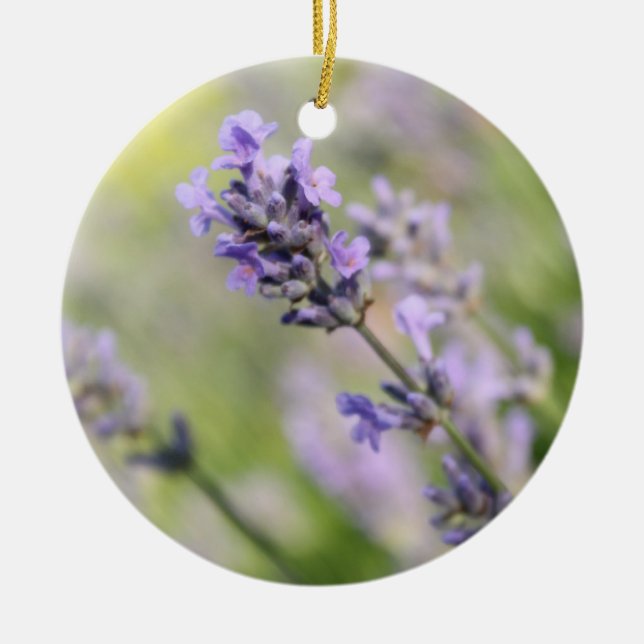 Lavender Flowers. Ceramic Tree Decoration (Front)