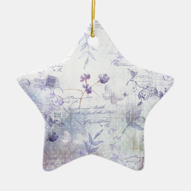 Lavender Flowers Decoupage Ceramic Tree Decoration (Front)