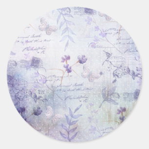 Lavender Flowers Decoupage Classic Round Sticker