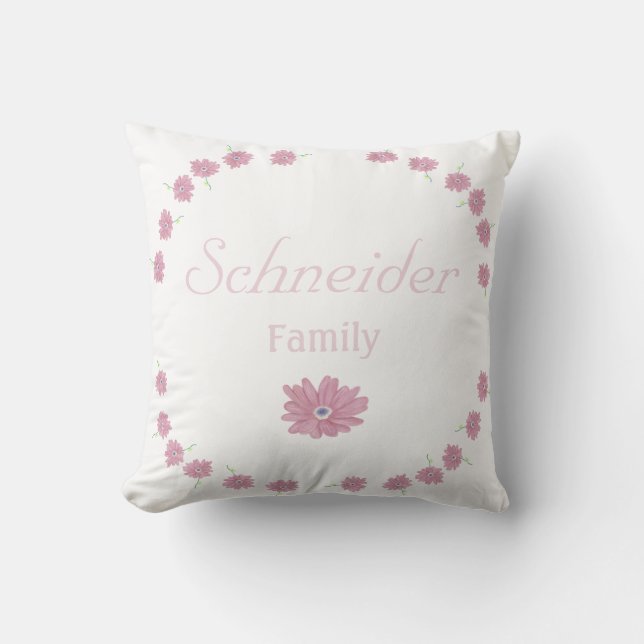 Lavender Flowers Family Name Cushion (Front)