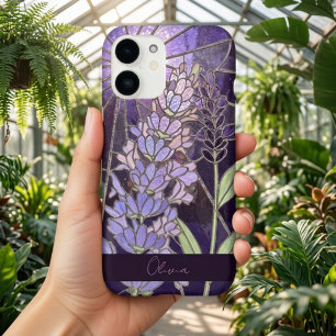 Lavender Flowers Faux Stained Glass Effect