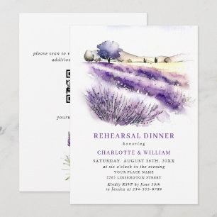 Lavender Flowers Field Rehearsal Dinner QR code Invitation