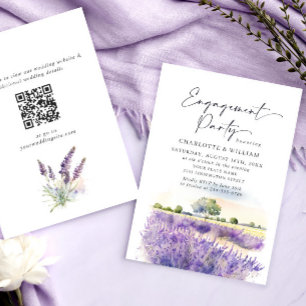 Lavender Flowers Field Rehearsal Dinner QR code Invitation