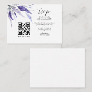 Lavender Flowers Floral QR Code Lilac Wedding RSVP Enclosure Card