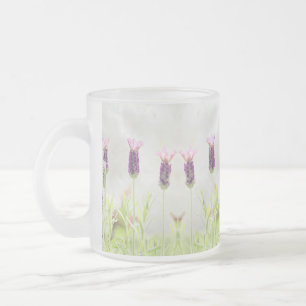 Lavender Flowers Frosted Glass Coffee Mug