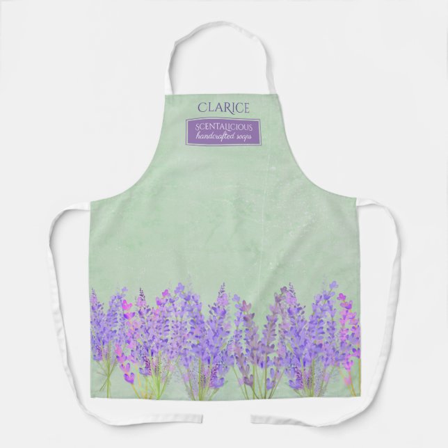 Lavender flowers handcrafted soap craft show apron (Front)