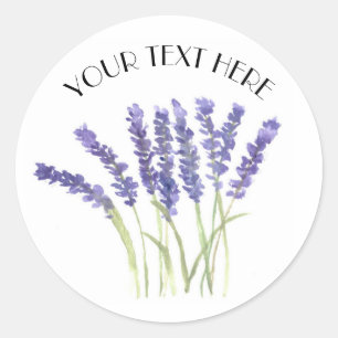 Lavender flowers Herb Floral Rustic Text Classic Round Sticker