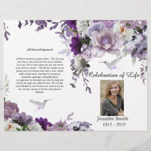 Lavender Flowers Hummingbird Funeral Program Flyer