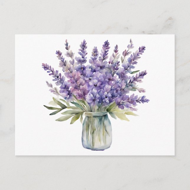 Lavender Flowers in a Jar Watercolor  Postcard (Front)