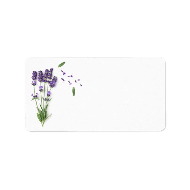 Lavender Flowers Isolated On White Background Label (Front)
