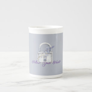 Lavender Flowers Lock Bone China Mug