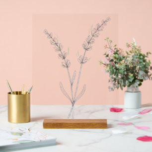 Lavender flowers - Minimalist Fine Line  Acrylic Sign