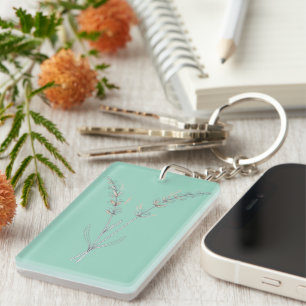 Lavender flowers - Minimalist Fine Line Key Ring