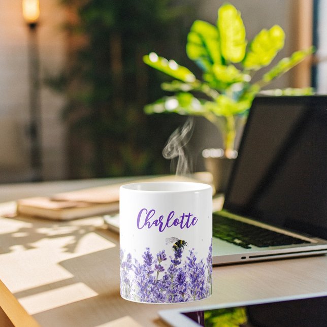 Lavender flowers name script elegant coffee mug (Creator Uploaded)