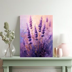 Lavender Flowers Oil-Painting Portrait Canvas Print