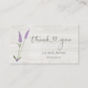 Lavender Flowers on Wood Thank You Place Card
