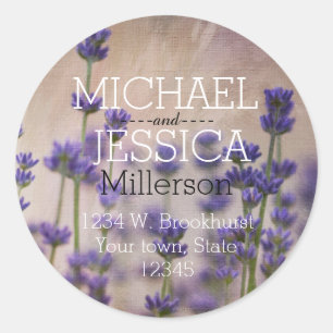 Lavender Flowers Personalised address Classic Round Sticker