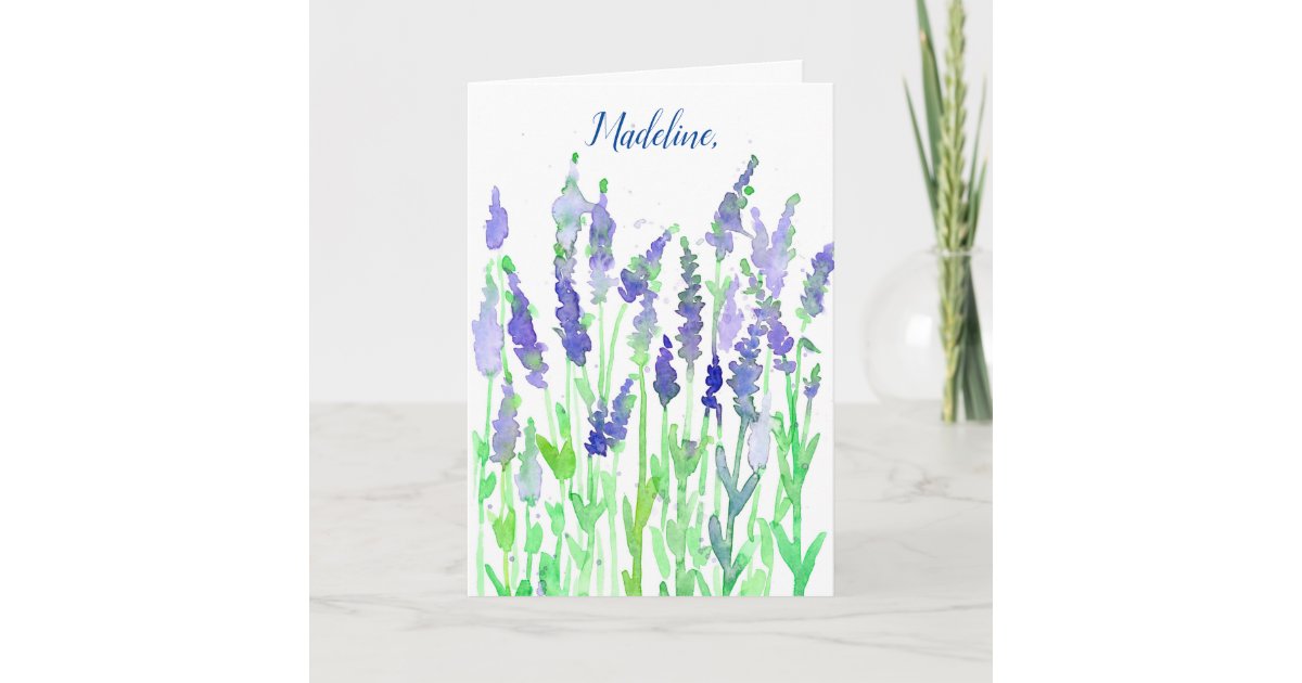 Lavender Flowers Personalised Happy Birthday Card | Zazzle.co.uk