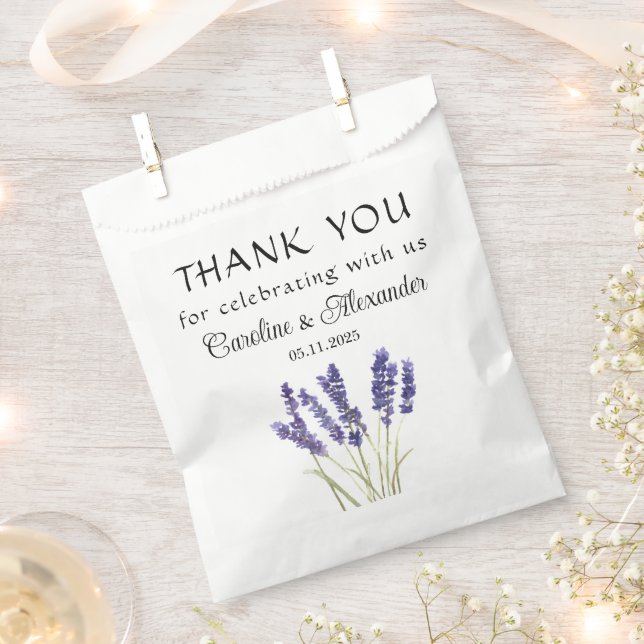 Lavender Flowers Purple Floral Wedding Favour Bags (Clipped)