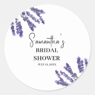 Lavender flowers Purple Watercolor Bridal Shower Classic Round Sticker