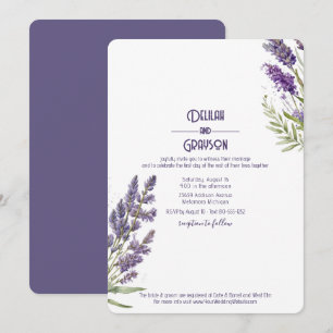 Lavender Flowers Rustic Purple Wedding Invitation
